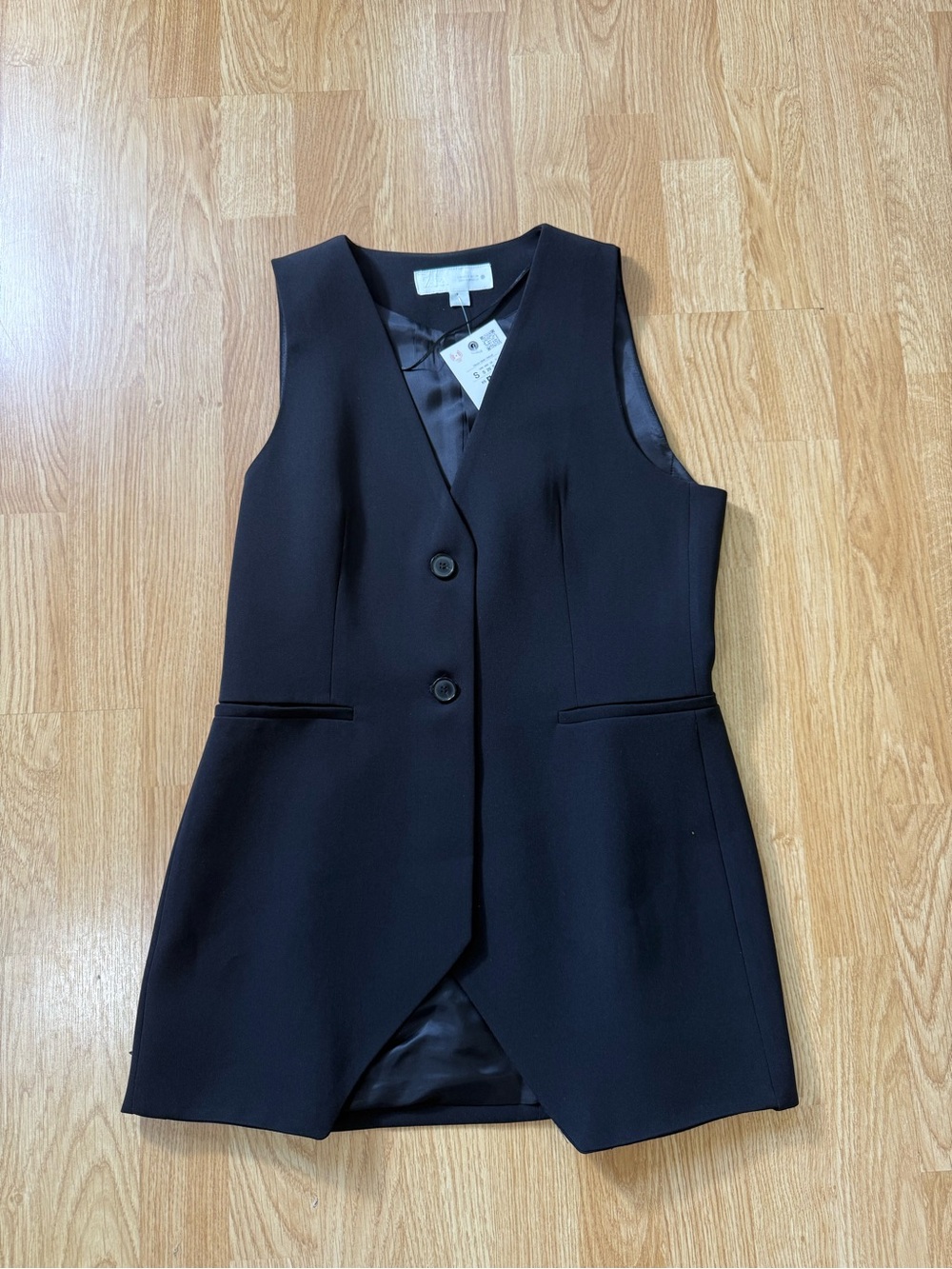 Zara Sleeveless Black Tailored Vest - Classic Button Front - Size S ( NWT )